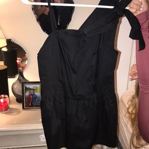 Black blouse with tie on shoulder